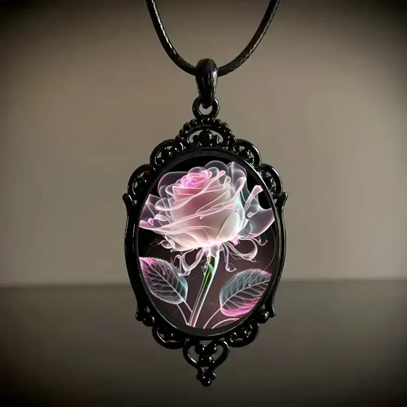 Wholesale Time Gem 18x25mm Vintage Dark Glass Necklace